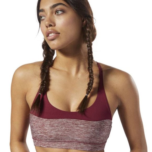 Reebok US Melange Tri Back Sports Bra Rustic Wine XS - Picture 1 of 4